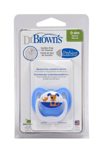 Пустышка ортодонтическая Dr. Brown's (Доктор Браун) PreVent Собачка, 0m+, 1 уровень, силикон, для мальчика